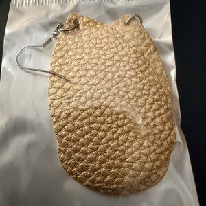 Gold Textured Leather Drop Earring (Single)